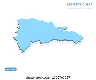 Dominican Republic map blue on white background with isometric vector.