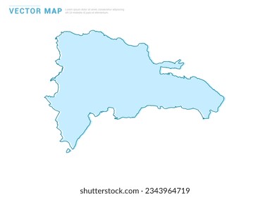 Dominican Republic map blue silhouette isolated on white background, illustration template vector.