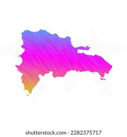 Dominican Republic map in colorful halftone gradients. Future geometric patterns of lines abstract on white background. Vector Illustration Eps10.