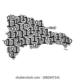 Dominican Republic Map composition icon of binary digits in variable sizes. Vector digital symbols are organized into Dominican Republic Map composition design concept.