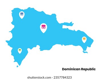  Dominican Republic Map, country map, Ecommerce map, shopping icon