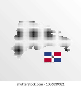 Dominican Republic Map design with flag and light background vec