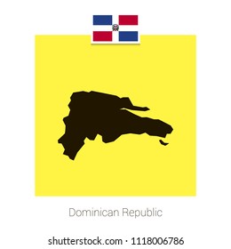 Dominican Republic map design with flag and yellow background ve