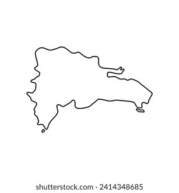 Dominican Republic map. easy drawn simple style in minimal line outline thin shape, Isolated, vector illustration
