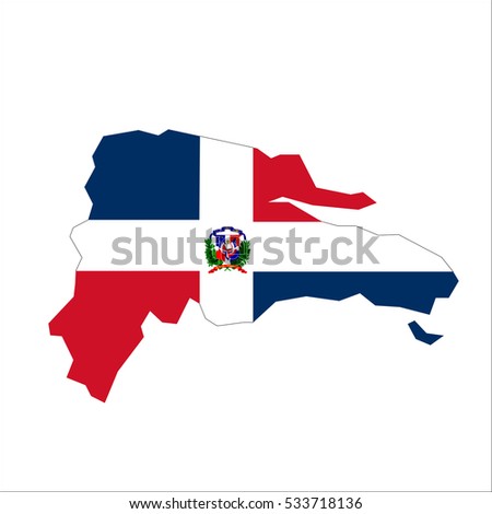Dominican Republic map and flag in white background
