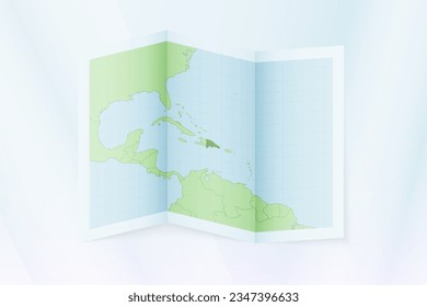 Dominican Republic map, folded paper with Dominican Republic map. Vector illustration.