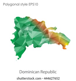 Dominican Republic map in geometric polygonal style.Abstract gems triangle,modern design background. Vector illustration EPS10
