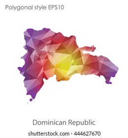 Dominican Republic map in geometric polygonal style.Abstract gems triangle,modern design background. Vector illustration EPS10