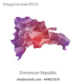 Dominican Republic map in geometric polygonal style.Abstract gems triangle,modern design background. Vector illustration EPS10