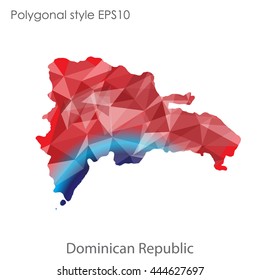 Dominican Republic map in geometric polygonal style.Abstract gems triangle,modern design background. Vector illustration EPS10