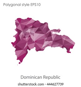Dominican Republic map in geometric polygonal style.Abstract gems triangle,modern design background. Vector illustration EPS10