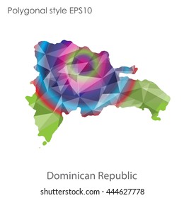 Dominican Republic map in geometric polygonal style.Abstract gems triangle,modern design background. Vector illustration EPS10