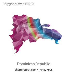 Dominican Republic map in geometric polygonal style.Abstract gems triangle,modern design background. Vector illustration EPS10