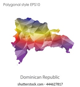 Dominican Republic map in geometric polygonal style.Abstract gems triangle,modern design background. Vector illustration EPS10
