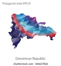 Dominican Republic map in geometric polygonal style.Abstract gems triangle,modern design background. Vector illustration EPS10