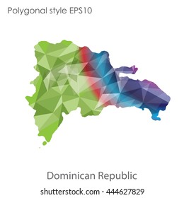 Dominican Republic map in geometric polygonal style.Abstract gems triangle,modern design background. Vector illustration EPS10