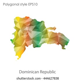 Dominican Republic map in geometric polygonal style.Abstract gems triangle,modern design background. Vector illustration EPS10