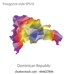 Dominican Republic map in geometric polygonal style.Abstract gems triangle,modern design background. Vector illustration EPS10