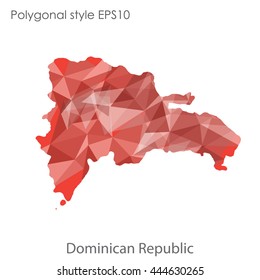 Dominican Republic map in geometric polygonal style.Abstract gems triangle,modern design background. Vector illustration EPS10