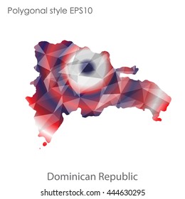 Dominican Republic map in geometric polygonal style.Abstract gems triangle,modern design background. Vector illustration EPS10