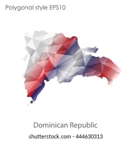 Dominican Republic map in geometric polygonal style.Abstract gems triangle,modern design background. Vector illustration EPS10
