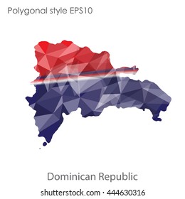 Dominican Republic map in geometric polygonal style.Abstract gems triangle,modern design background. Vector illustration EPS10