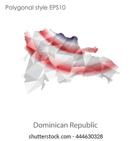 Dominican Republic map in geometric polygonal style.Abstract gems triangle,modern design background. Vector illustration EPS10