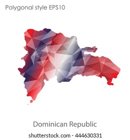 Dominican Republic map in geometric polygonal style.Abstract gems triangle,modern design background. Vector illustration EPS10
