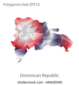 Dominican Republic map in geometric polygonal style.Abstract gems triangle,modern design background. Vector illustration EPS10