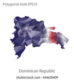 Dominican Republic map in geometric polygonal style.Abstract gems triangle,modern design background. Vector illustration EPS10
