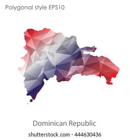 Dominican Republic map in geometric polygonal style.Abstract gems triangle,modern design background. Vector illustration EPS10