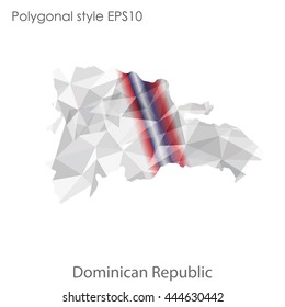Dominican Republic map in geometric polygonal style.Abstract gems triangle,modern design background. Vector illustration EPS10