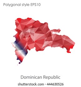 Dominican Republic map in geometric polygonal style.Abstract gems triangle,modern design background. Vector illustration EPS10