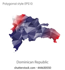 Dominican Republic map in geometric polygonal style.Abstract gems triangle,modern design background. Vector illustration EPS10