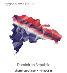 Dominican Republic map in geometric polygonal style.Abstract gems triangle,modern design background. Vector illustration EPS10