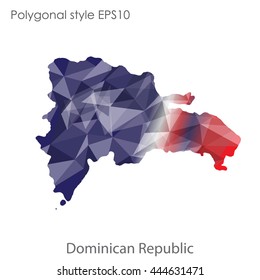Dominican Republic map in geometric polygonal style.Abstract gems triangle,modern design background. Vector illustration EPS10