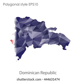Dominican Republic map in geometric polygonal style.Abstract gems triangle,modern design background. Vector illustration EPS10