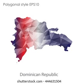 Dominican Republic map in geometric polygonal style.Abstract gems triangle,modern design background. Vector illustration EPS10