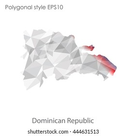 Dominican Republic map in geometric polygonal style.Abstract gems triangle,modern design background. Vector illustration EPS10