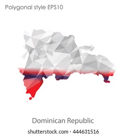 Dominican Republic map in geometric polygonal style.Abstract gems triangle,modern design background. Vector illustration EPS10