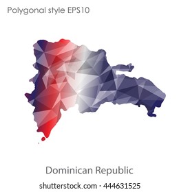 Dominican Republic map in geometric polygonal style.Abstract gems triangle,modern design background. Vector illustration EPS10