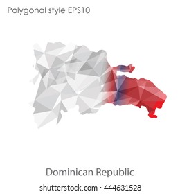 Dominican Republic map in geometric polygonal style.Abstract gems triangle,modern design background. Vector illustration EPS10