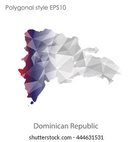 Dominican Republic map in geometric polygonal style.Abstract gems triangle,modern design background. Vector illustration EPS10