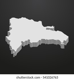 Dominican Republic map in gray on a black background 3d