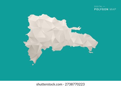 Dominican Republic Map - Green and Gray Polygon Vector Illustration, Low Poly Geometric Design with Clean Minimal Style on Solid Background for Infographic Use.