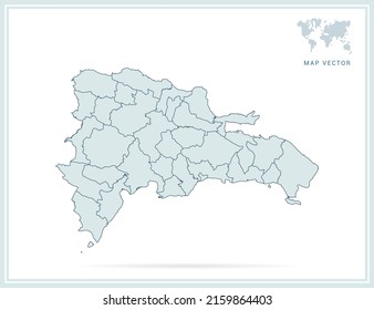 Dominican Republic map green vector on white background.