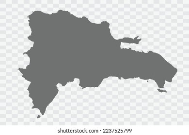 Dominican Republic Map grey Color on White no demarcation line Background  Png