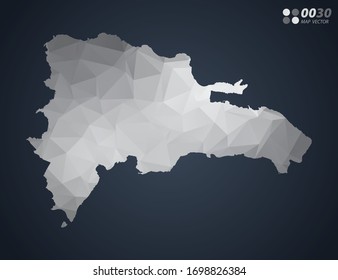 Dominican Republic map grey polygon red triangle mosaic with dark background. style gradient vector.