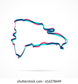 Dominican Republic Map hand drawn with blue and pink highlighters, isolated on a blank background.
Vector illustration, easy to edit, manipulate, resize or colorize.

