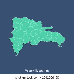 Dominican Republic map - High detailed color map of Dominican Republic. flat design style, clean and modern.Vector illustration eps 10